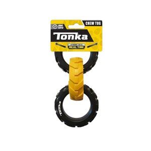 Tonka 3-Ring Rubber Outdoor Black & Yellow Playtime Dog Lover Tug Toy